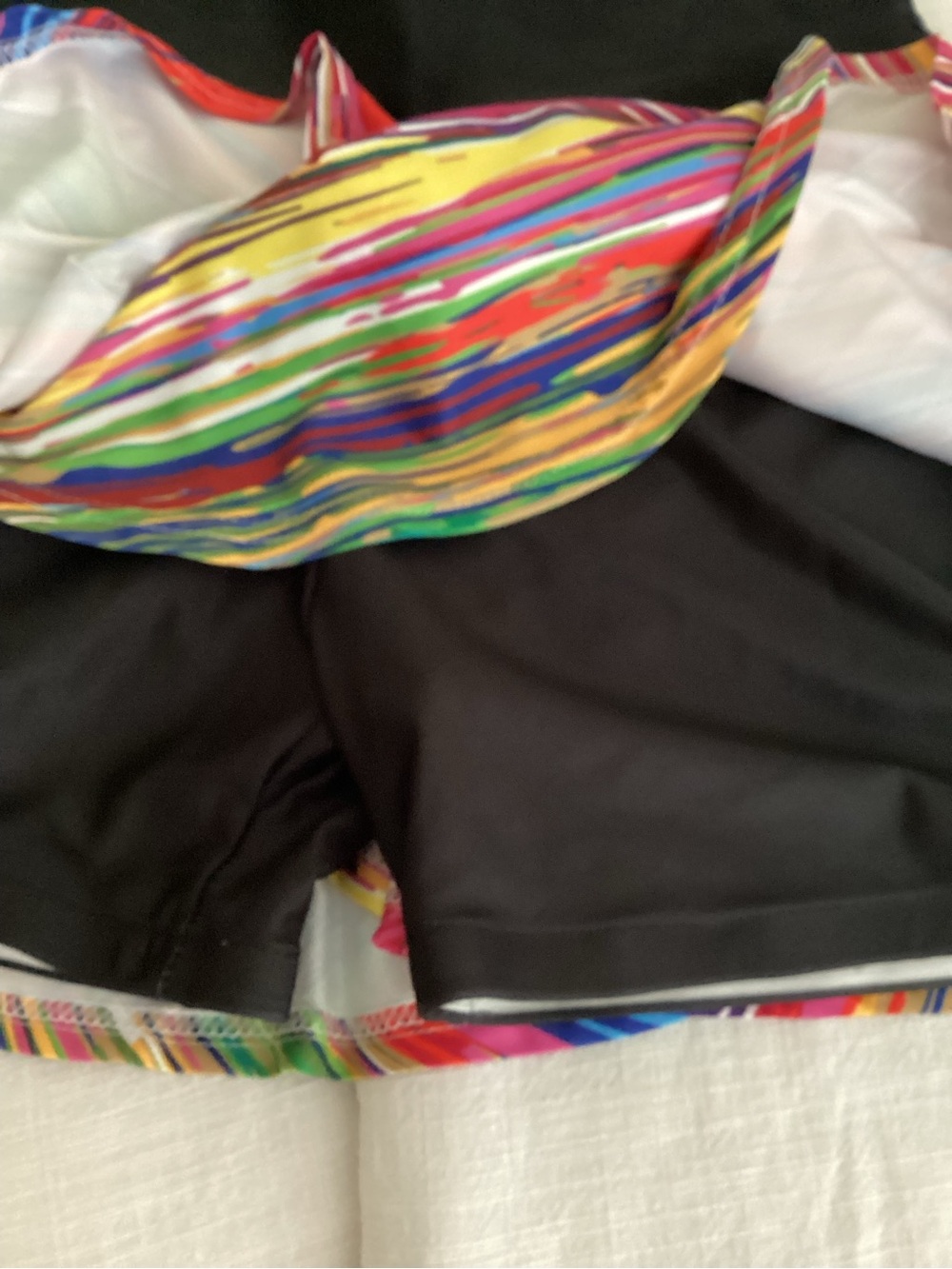 Faye+Florie Pammy Tennis Skirt Small Tiered Ruffle Multicolor Diagonal Stripe - Picture 9 of 13